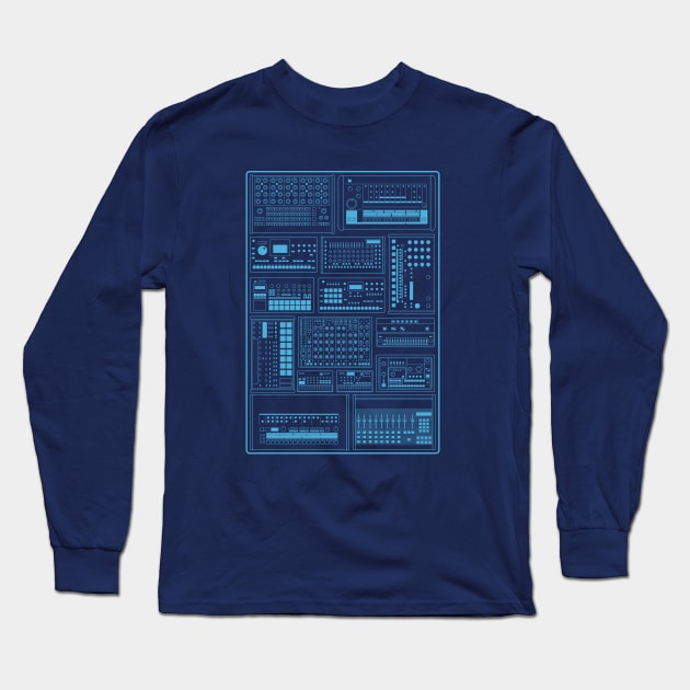 Drum Machine Synth Collection for Electronic Musician Long Sleeve T-Shirt by Atomic Malibu